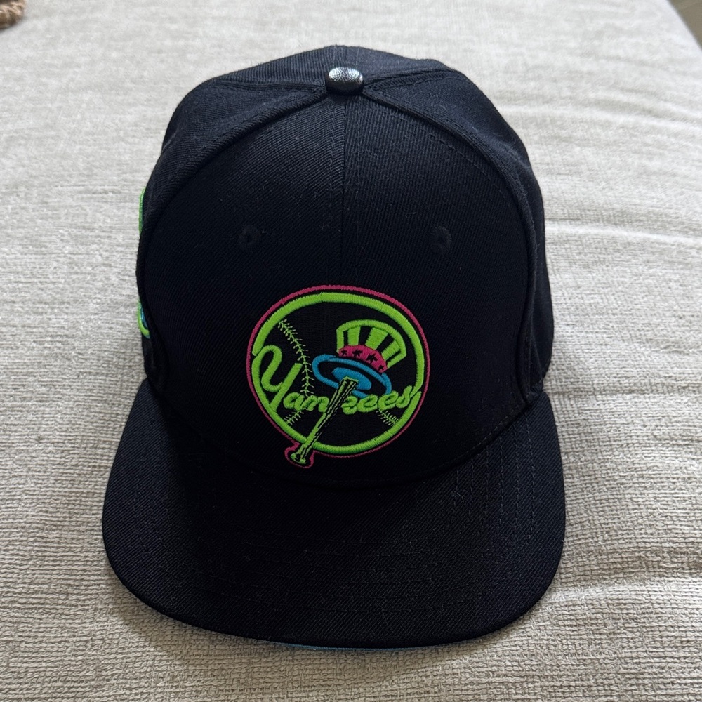 Yankees New Era Black Cap with Neon Green and Pink Embroidery